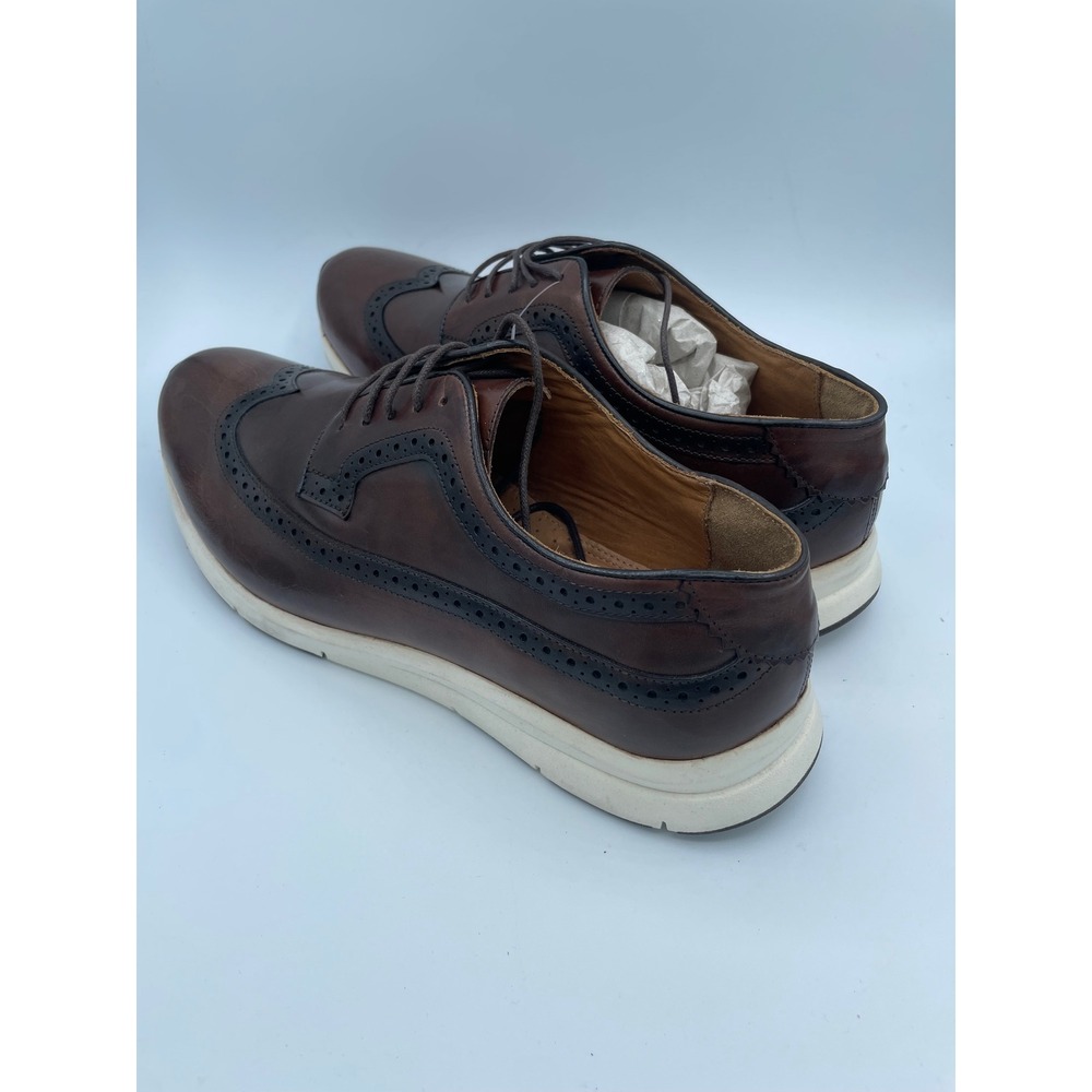 Belvedere Eric Antique Brown Leather Wingtip Oxford Hybrid Dress Sneaker Men 10D - Picture 3 of 8